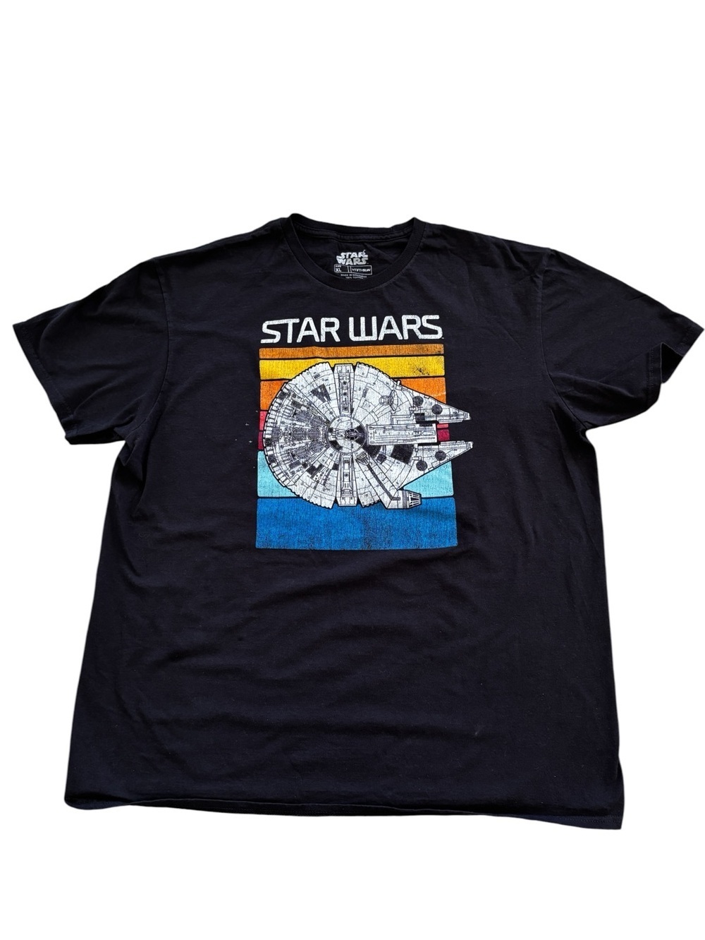 Star Wars Millennium Falcon T Shirt Men Sz XL Black Retro Fifth Sun Graphic Tee